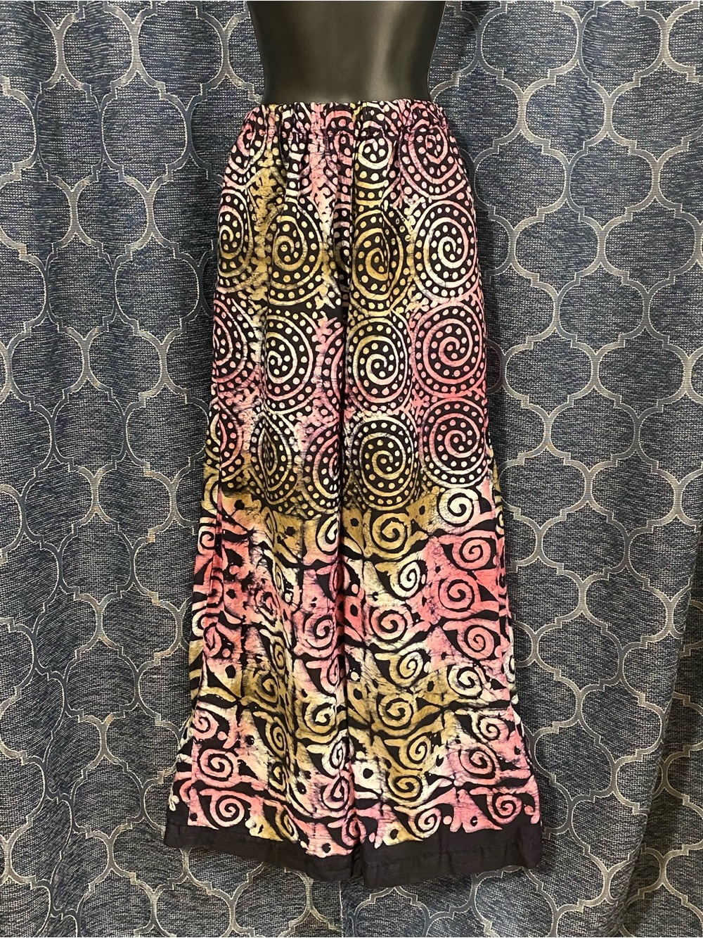 Women's Pink and Bronze Swirl Wide Leg Pants